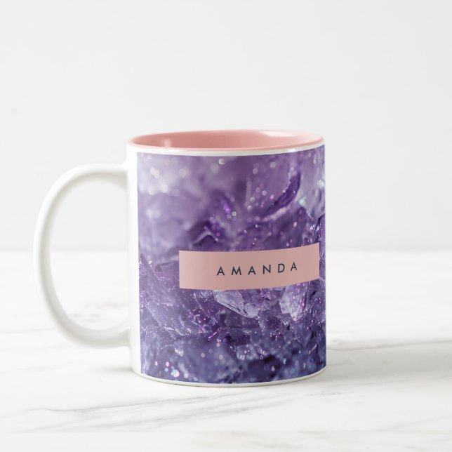 Tasse 2 Couleurs Personalized Amethyst Crystal & Lavender Sparkle (Gauche)
