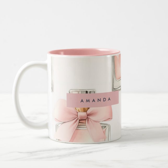 Tasse 2 Couleurs Personalized Blush Perfume Bottle Coquette Pattern (Gauche)
