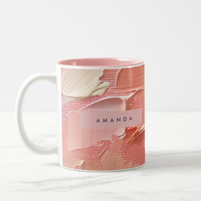 Tasse 2 Couleurs Personalized Blush Pink and Peach Paint (Gauche)