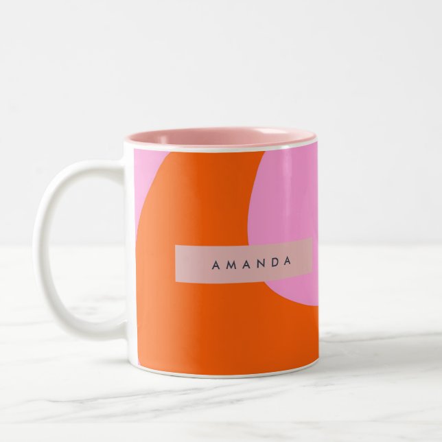 Tasse 2 Couleurs Personalized Bold Orange and Pink Wave Stripe (Gauche)