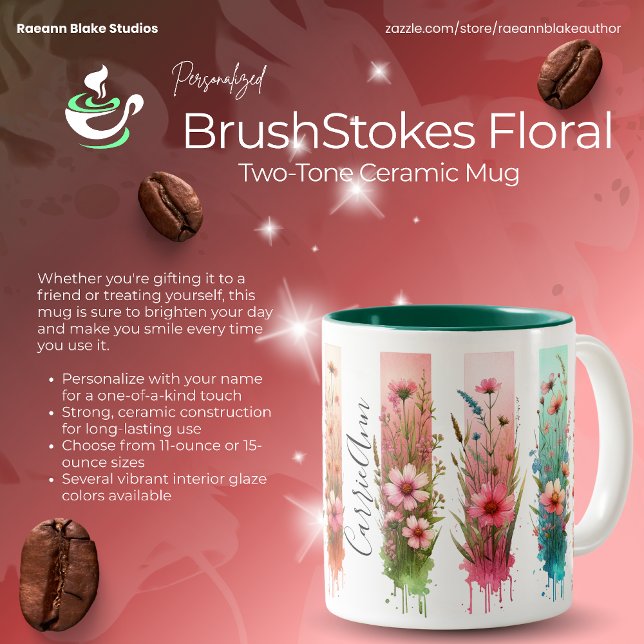 Tasse 2 Couleurs Personalized Brushstrokes Floral Design  (Créateur téléchargé)