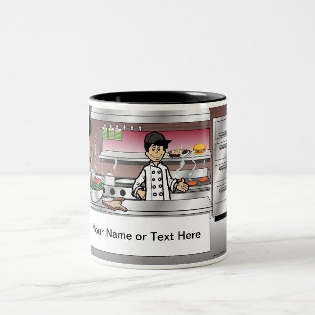 Tasse 2 Couleurs Personalized Chef, with hat - Male Cartoon (Centre)