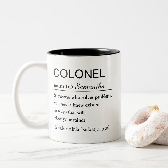 Tasse 2 Couleurs Personalized Colonel Dictionary Definition (Avec donut)