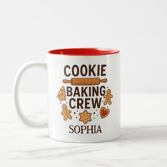 Tasse 2 Couleurs Personalized Cookie Baking Crew – Custom Name (Gauche)