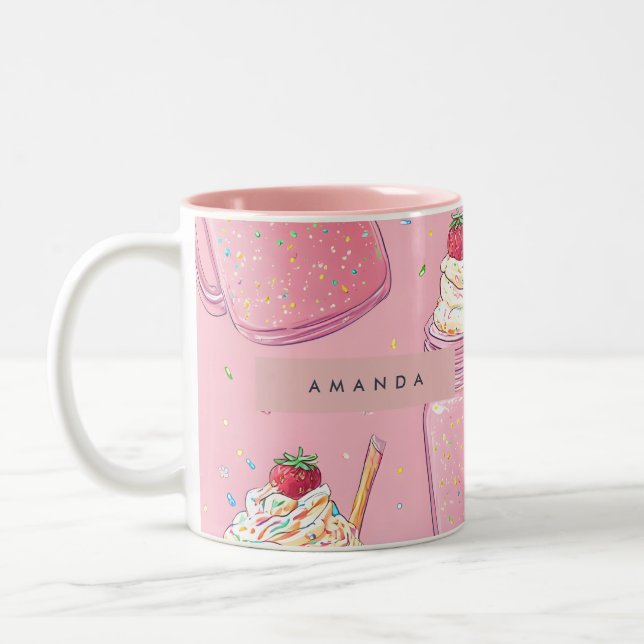 Tasse 2 Couleurs Personalized Cute Pink Milkshake Sprinkles (Gauche)