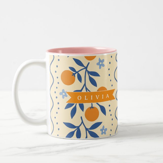 Tasse 2 Couleurs Personalized cute retro citrus folk pattern (Gauche)