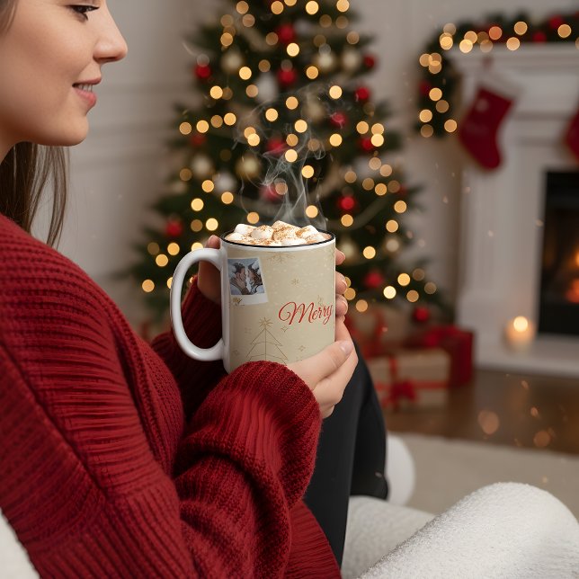 Tasse 2 Couleurs “Personalized Family Christmas Photo Mug” (Créateur téléchargé)