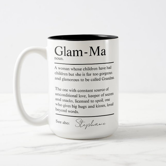 Tasse 2 Couleurs Personalized Glam-Ma Dictionary Definition Grandma (Gauche)