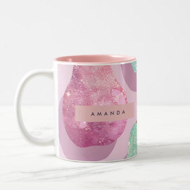 Tasse 2 Couleurs Personalized Glitter Pink and Aqua Pears (Gauche)