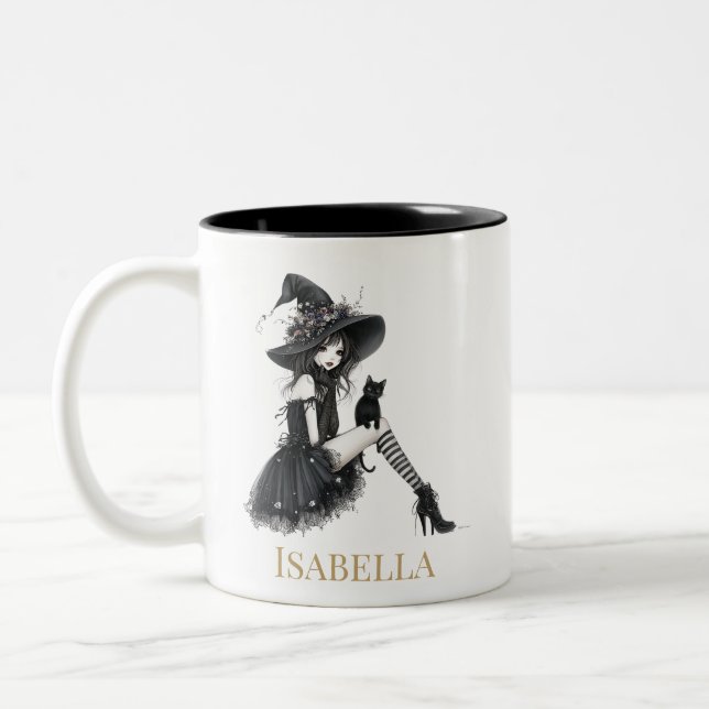 Tasse 2 Couleurs Personalized Gothic Witch – Custom Name Witchy (Gauche)