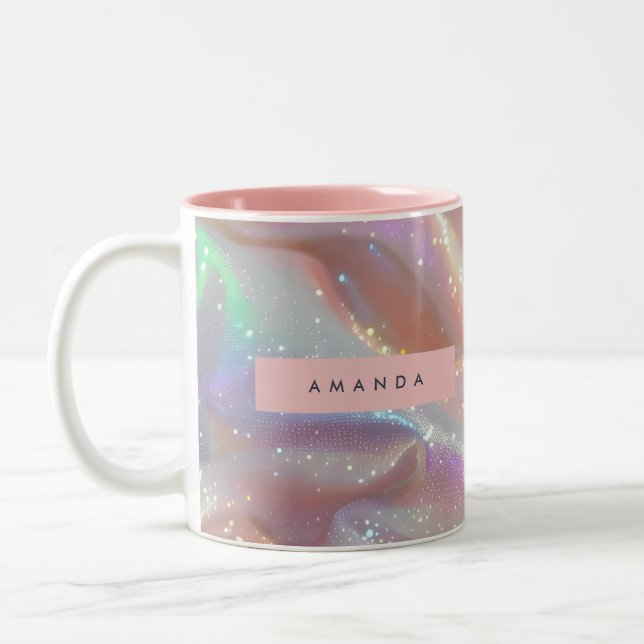 Tasse 2 Couleurs Personalized Iridescent Pastel Sparkle Satin (Gauche)