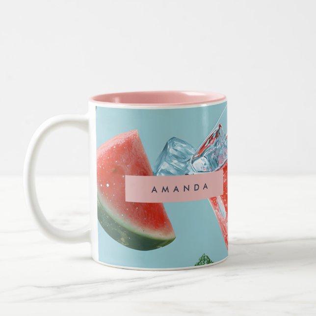 Tasse 2 Couleurs Personalized Juicy Watermelon Mint Sparkle (Gauche)