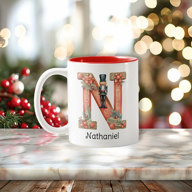 Tasse 2 Couleurs Personalized Nutcracker Monogram N Christmas  (Personalized Nutcracker Monogram N Christmas Two-Tone Coffee Mug)