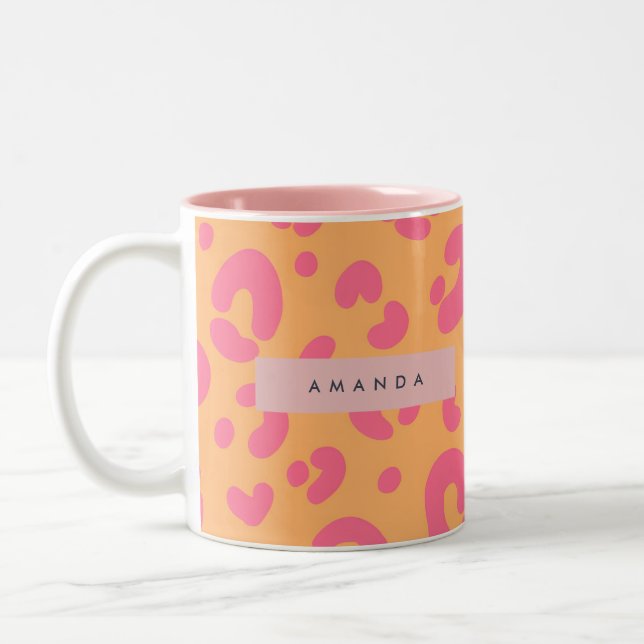 Tasse 2 Couleurs Personalized Orange Bold Pink Leopard Print (Gauche)