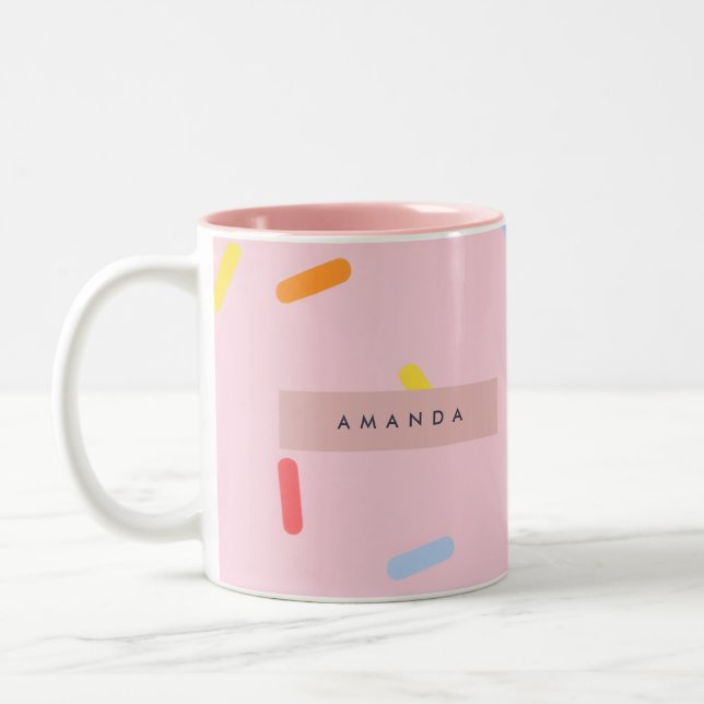 Tasse 2 Couleurs Personalized Pastel Pink Sprinkle Confetti (Gauche)
