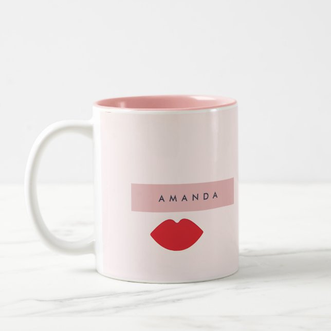 Tasse 2 Couleurs Personalized Playful Red Lips on Blush  (Gauche)