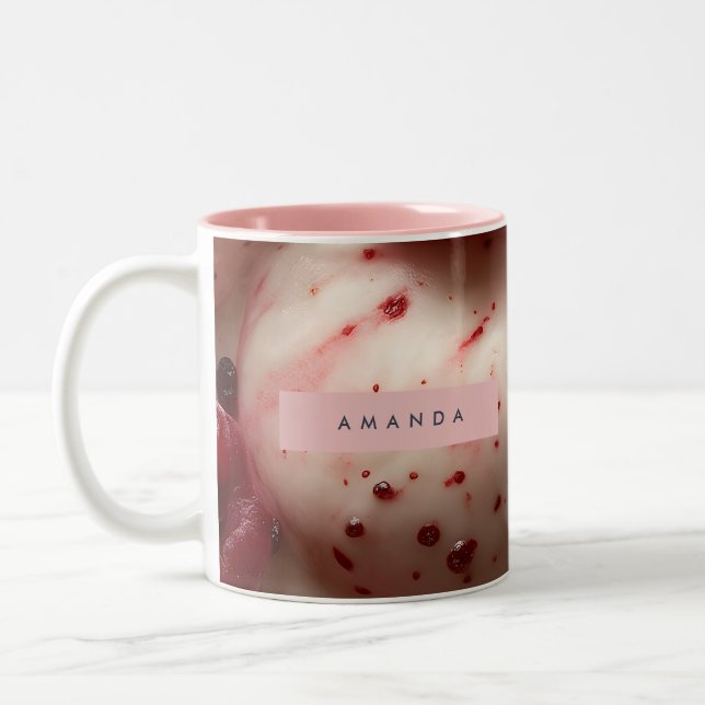 Tasse 2 Couleurs Personalized Raspberry Swirl Gelato Design (Gauche)