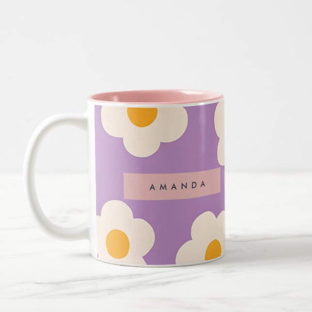 Tasse 2 Couleurs Personalized Retro Purple Daisy Flower (Gauche)