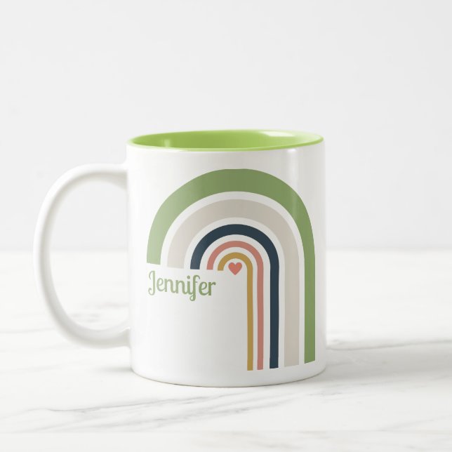 Tasse 2 Couleurs Personalized Retro Rainbow | Boho Coffee Cup Gift  (Gauche)
