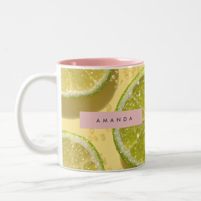 Tasse 2 Couleurs Personalized Sparkle Lime Slice Glitter Citrus  (Gauche)
