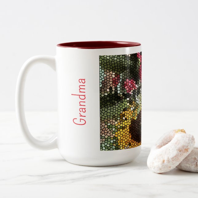Tasse 2 Couleurs Personalized Sunflower Mosaic Cup (Avec donut)