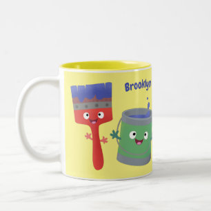 Tasse 2 Couleurs Personnages de peinture et de pinceau mignons