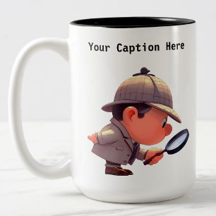 Tasse 2 Couleurs Personnalisable Chercheur Privé Caricature Mystère