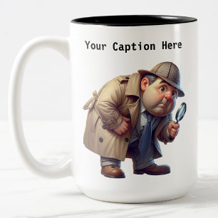 Tasse 2 Couleurs Personnalisable Chercheur Privé Caricature Mystère