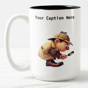 Tasse 2 Couleurs Personnalisable Chercheur Privé Caricature Mystère