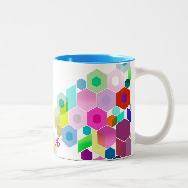 Tasse 2 Couleurs Personnalisable : Hexagonal (Droit)