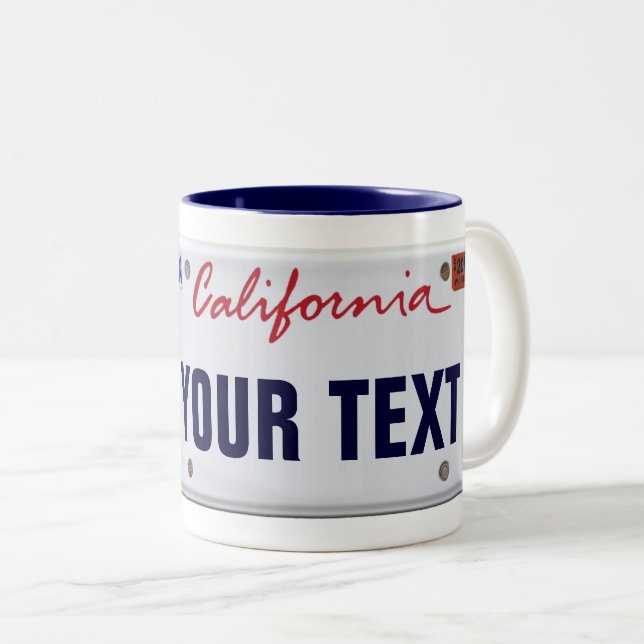 Tasse 2 Couleurs (Personnalisable) Plaque de licence Californie (Devant droit)