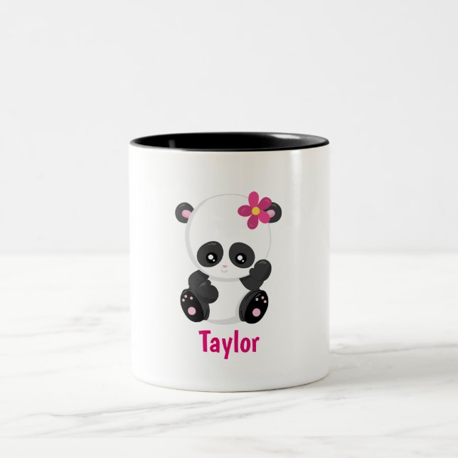 Tasse 2 Couleurs Personnalisation de Cute Panda Lover (Centre)