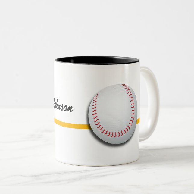 Tasse 2 Couleurs Personnalisation du baseball avec le nom (Devant droit)