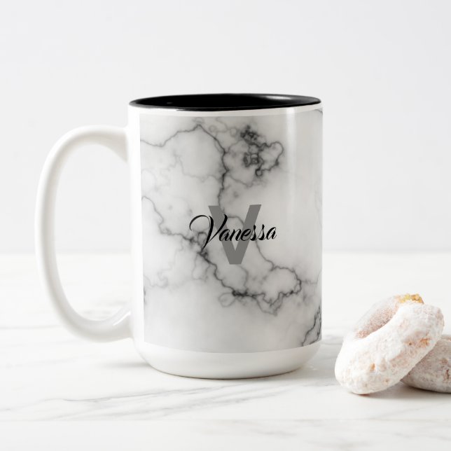 Tasse 2 Couleurs Personnalisation du Motif de marbre (Avec donut)