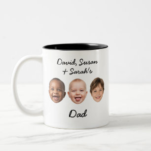 Tasse 2 Couleurs Personnalisé 3 Enfants Visages & Noms Papa personn