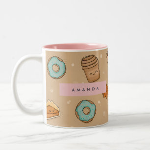 Tasse 2 Couleurs Personnalisé Cosy Automne Citrouille tarte Donut