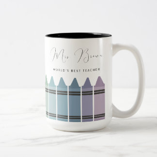 Tasse 2 Couleurs Personnalisé Crayon Rainbow Worlds meilleur enseig