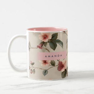 Tasse 2 Couleurs Personnalisé Élégant Blush Floral Style Vin