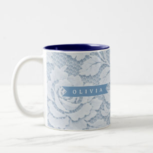 Tasse 2 Couleurs Personnalisé Floral Élégant Romantique en Dentelle