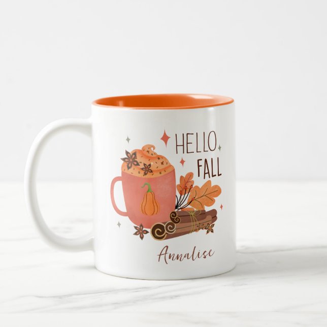 Tasse 2 Couleurs Personnalisé Hello Fall (Gauche)