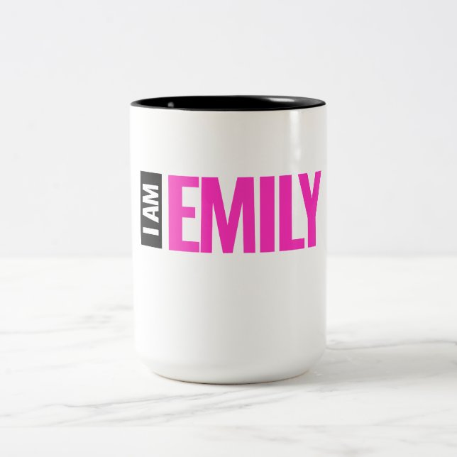 Tasse 2 Couleurs Personnalisé "I Am Emily" (Centre)