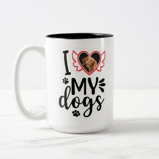 Tasse 2 Couleurs Personnalisé J'aime mon chien photo T-shirt