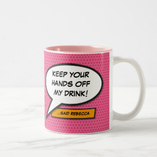 Tasse 2 Couleurs Personnalisé rose Comic Livre Discours Bubble