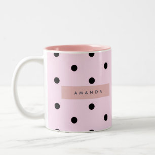 Tasse 2 Couleurs Personnalisé Rose et Noir à pois Chic
