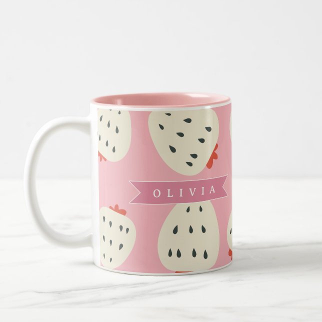 Tasse 2 Couleurs Personnalisé Rose Fruité Nom de fille Mignon (Gauche)