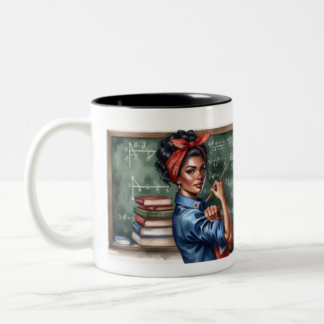 Tasse 2 Couleurs Personnalisé Rosie le professeur Riveter (Gauche)