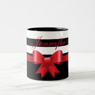 Tasse 2 Couleurs Personnalisé Rouge noir Gras rayures rouge BAS
