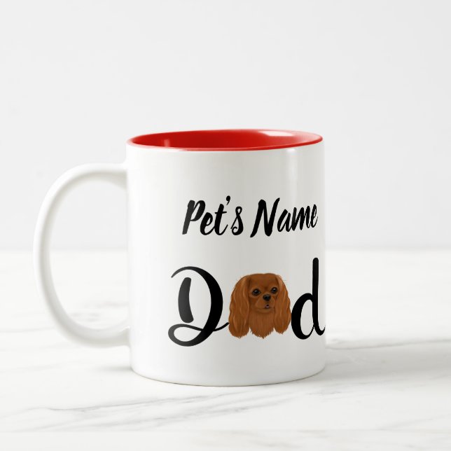 Tasse 2 Couleurs Personnalisé Ruby Cavalier King Charles Spaniel (Gauche)