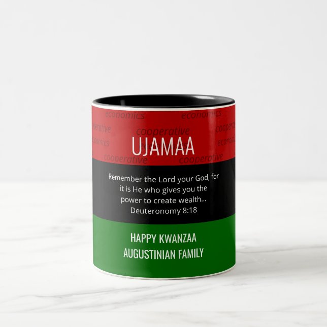 Tasse 2 Couleurs Personnalisé UJAMAA Kwanzaa (Centre)