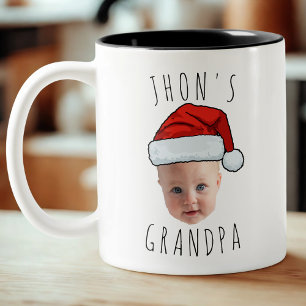 Tasse 2 Couleurs Personnalisé Visage bébé Père Noël Chapeau Photo d
